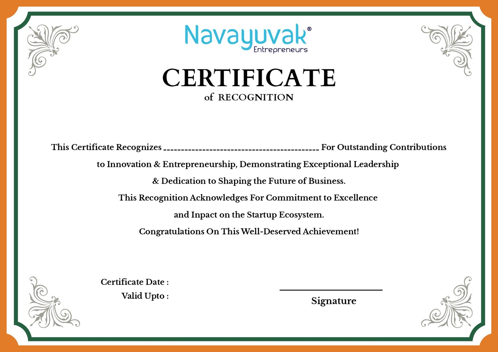 Example Navayuvak certificate