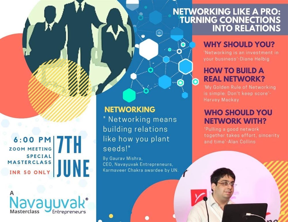 Masterclass poster: networking like a pro, with Gaurav Mishra