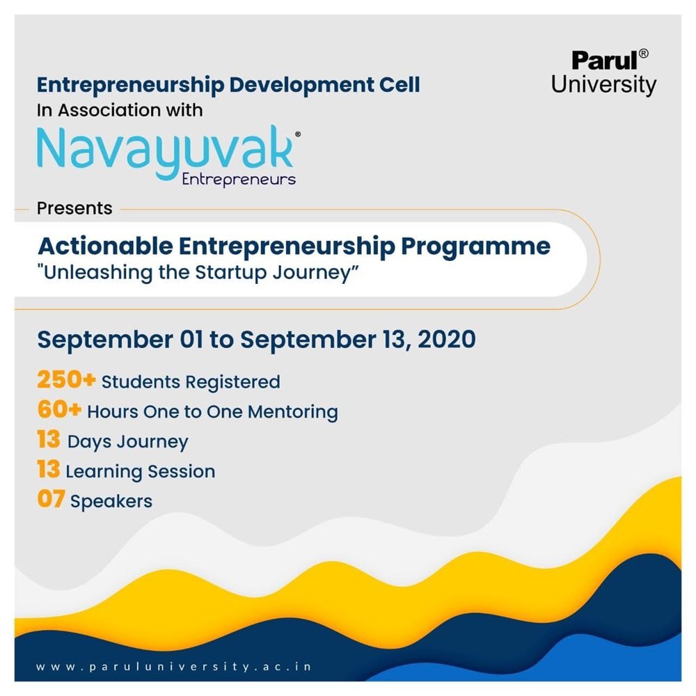 Programme poster: Actionable Entrepreneurship Programme with Parul University