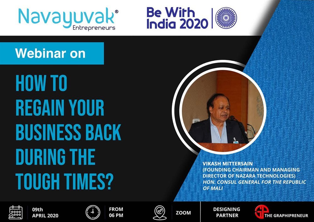 Webinar poster: how to regain your business during tough times, with Vikash Mittersain